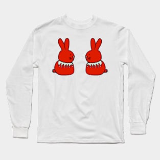 Red Bunny Rabbit Duo Long Sleeve T-Shirt